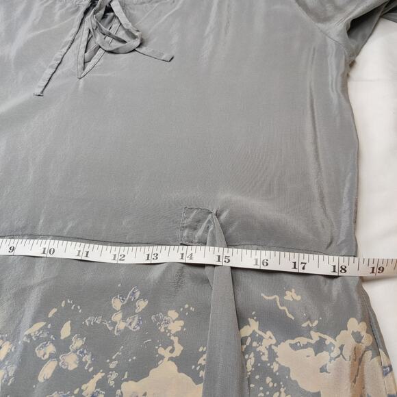 Petticoat Alley Silk Gray Abstract Floral Off Shoulder A-line Mini Dress Small - Picture 11 of 13